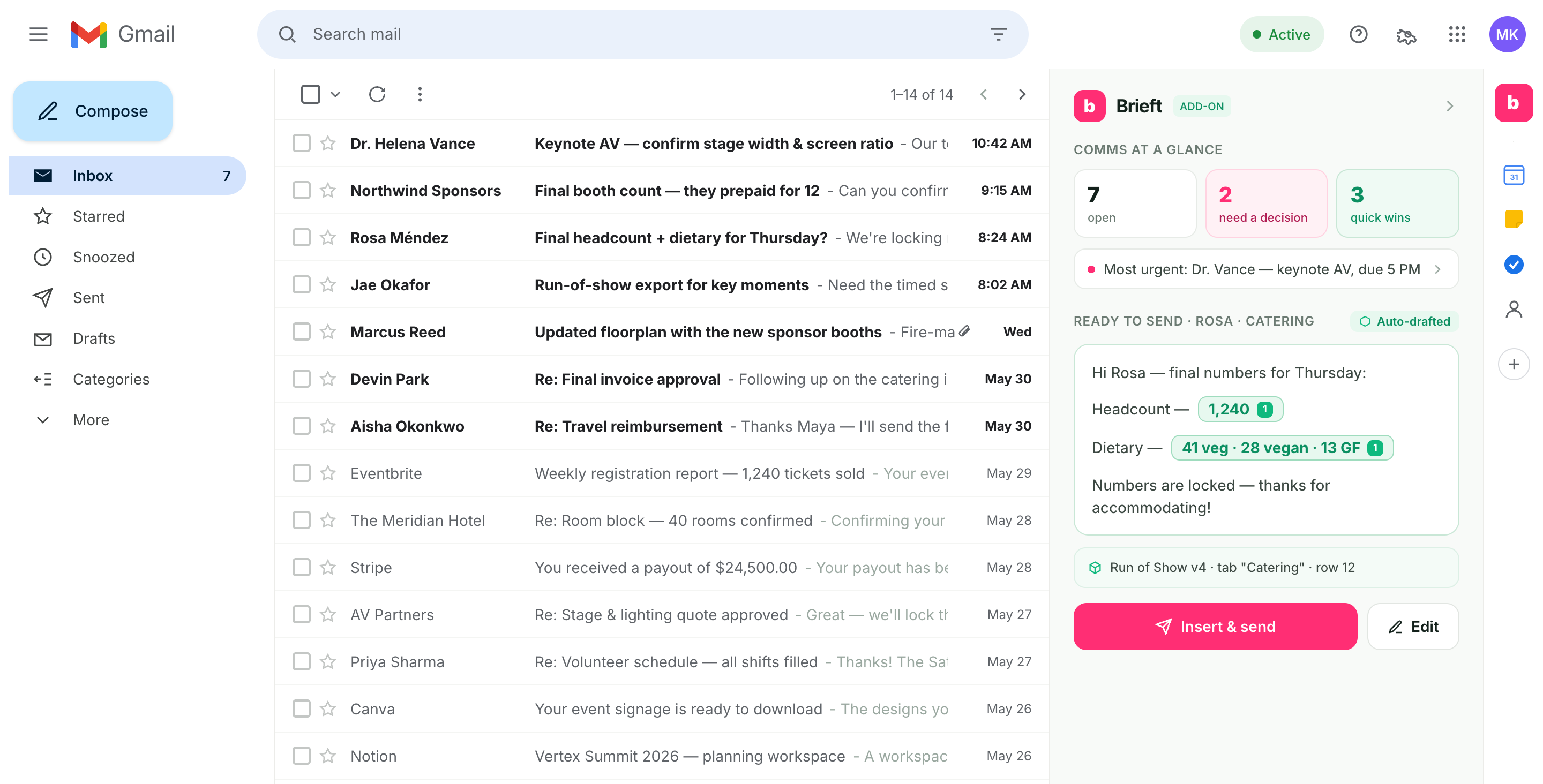 Brieft in Gmail