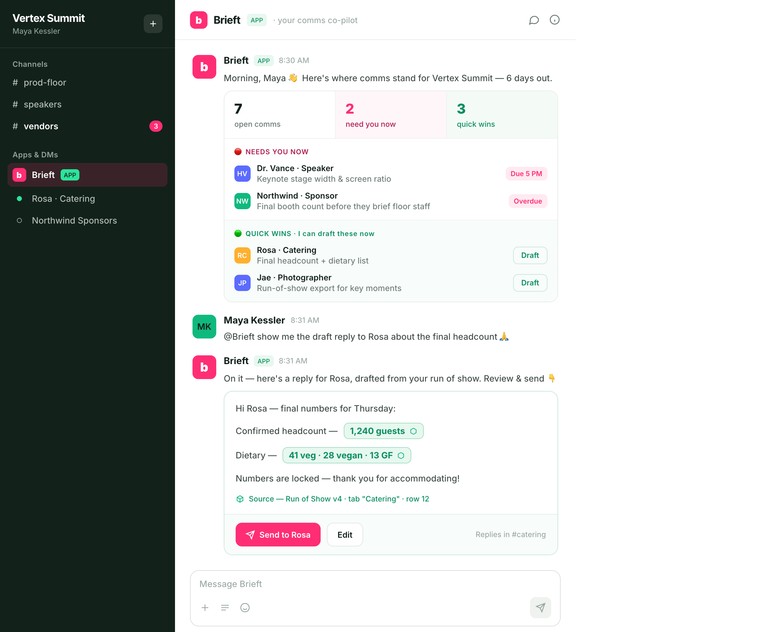 Brieft in Slack